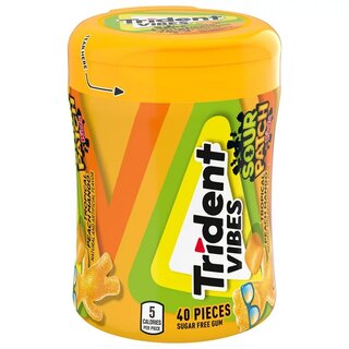 Trident Vibes Sour Patch Kids Tropical Peach Mango Sugar Free Gum 40Stck