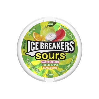 Ice Breakers Sours - Green Apple, Watermelon, Tangerine - Sugar Free - 42g