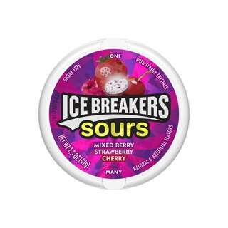 Ice Breakers Sours - Mixed Berry, Strawberry, Cherry - Sugar Free - 1 x 42g
